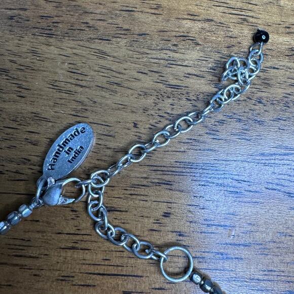 ORIGINAL BOX SIGNED HIMALAYAN GEMS BLACK, GOLD & SILVER BEAD TRIBAL NECKLACE - Picture 3 of 5